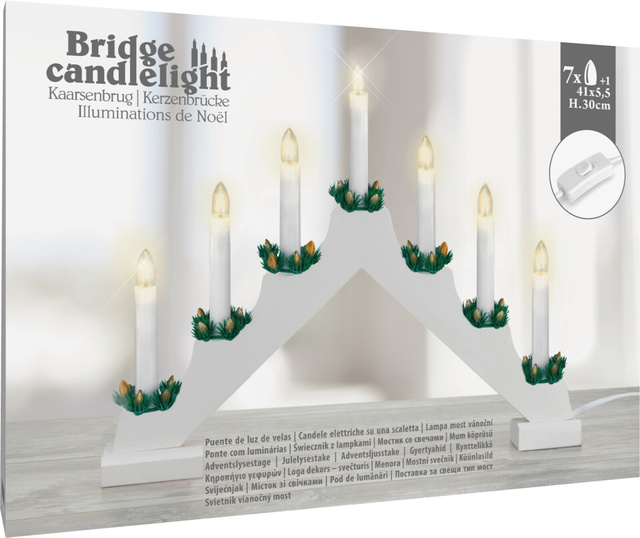 Suport de lumanare Advent din lemn, LED, 7 lumini