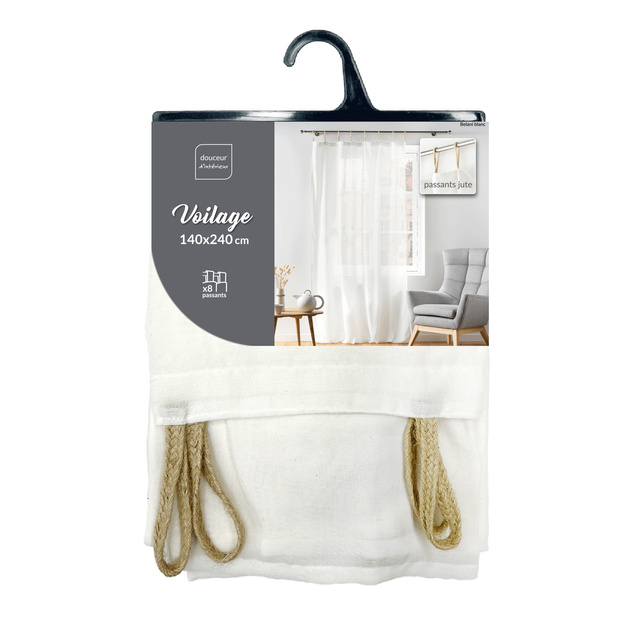 Perdea cu bretele de iuta BELANI, 140 x 240 cm