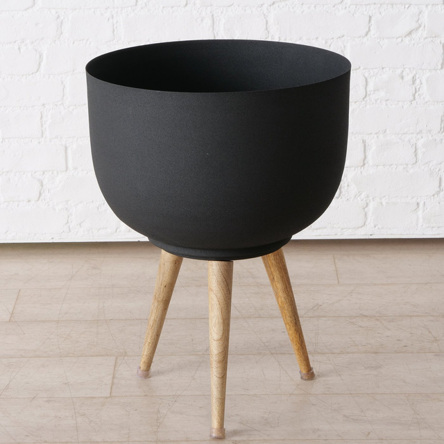 Set 3 ghivece pentru flori din metal Topco, negru