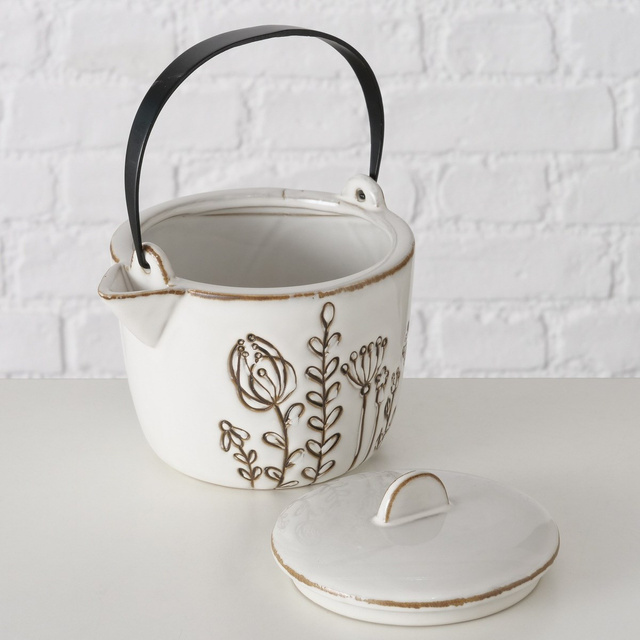 Ceainic de portelan cu maner de fier, Bloma, 1200 ml