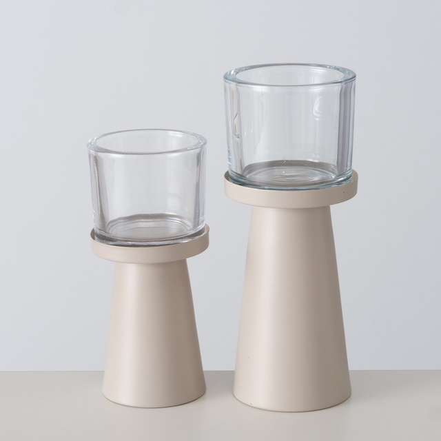 Set 2 sfeșnice moderne Pius, alb