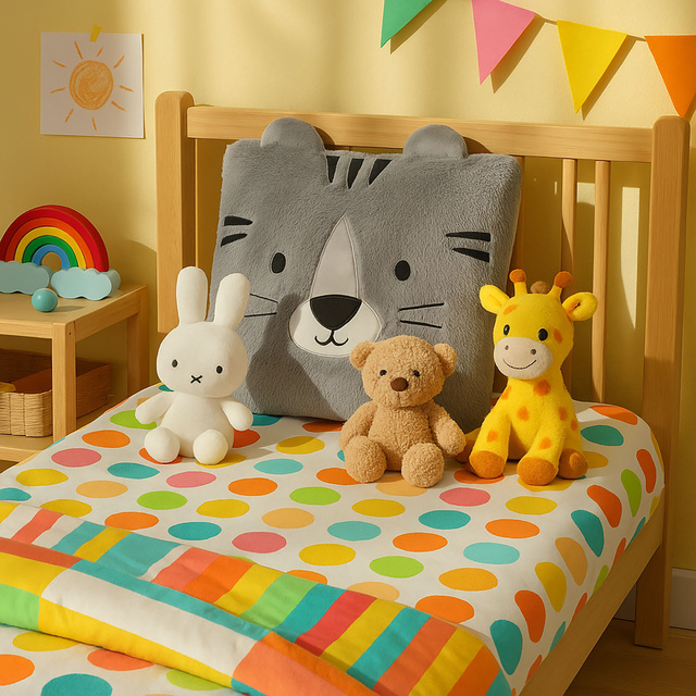 Perna de pluș ANIMAL, cu urechi, 43 x 43 cm