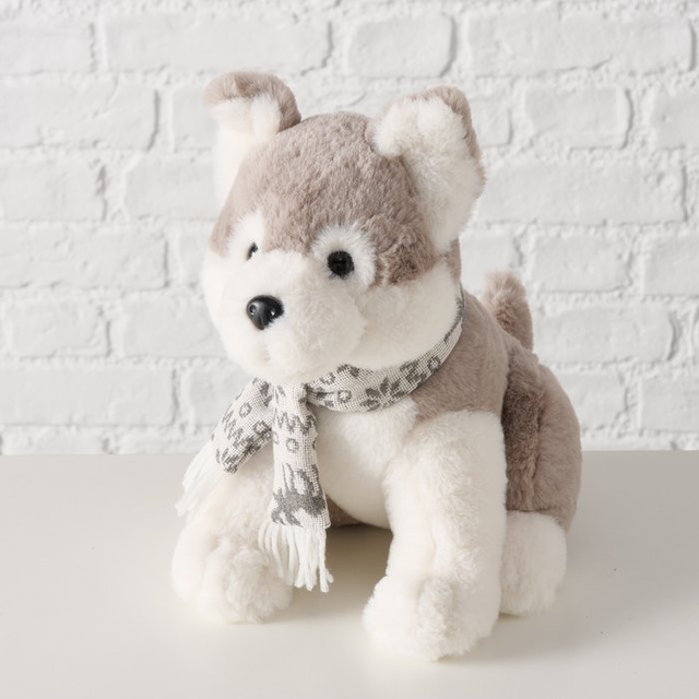 Câinele de pluș cu fular BELLO, 28 cm