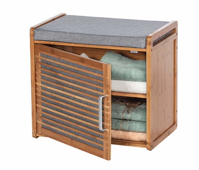 Schowek na buty Bahari z poduszką wykonany z bambusa, Wenko