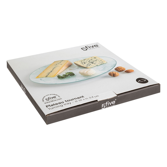 Tavă rotativă albă efect marmură