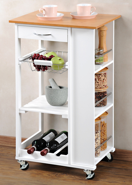 Cărucior de bucătărie, 3 niveluri, alb, KESPER