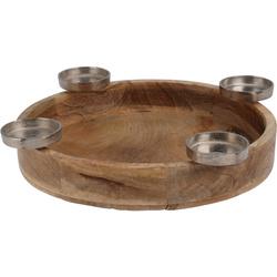 Candelabru din lemn de mango Ø 40 cm, cu patru brațe