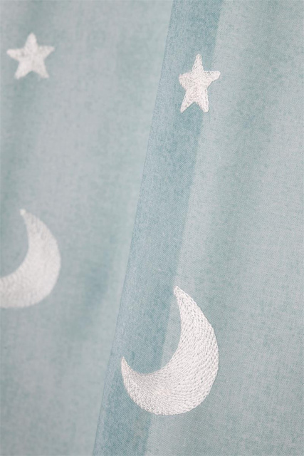 Cortină cu motiv de lună 140 x 260 cm, albastru