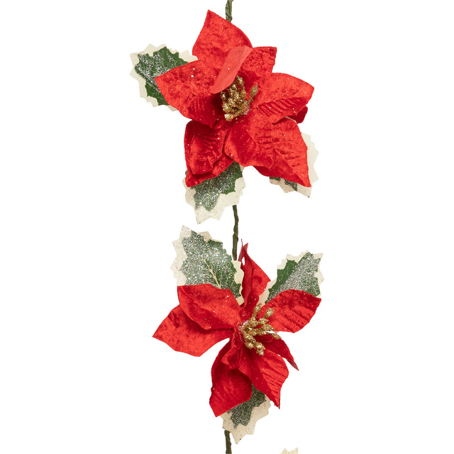 Ghirlanda cu flori rosii de Craciun, 180 cm