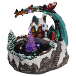 Fantana arteziana cu sania lui Moș Crăciun, iluminare LED