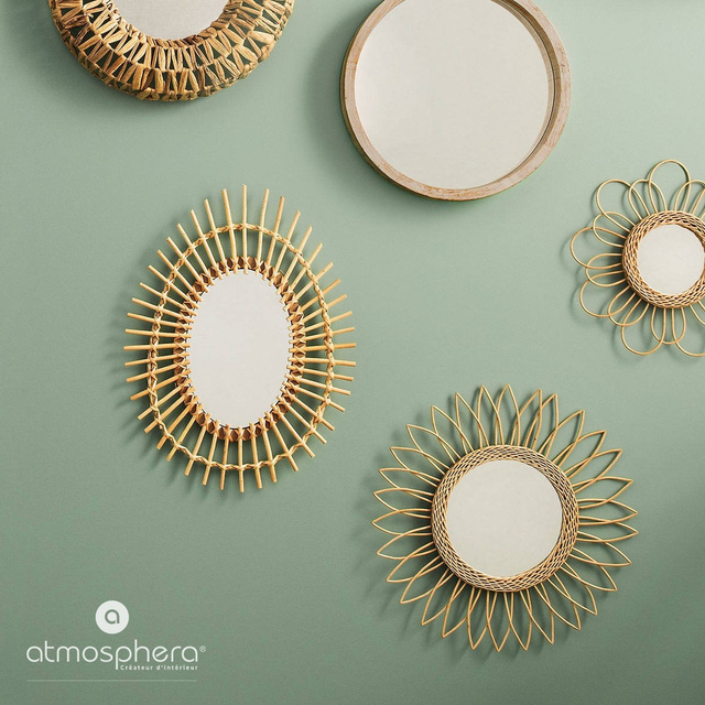Oglindă într-un cadru rotund, de perete, în formă de soare, Atmosphera