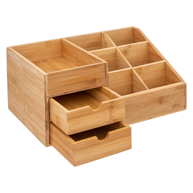Organizator din bambus pentru cosmetice, 3 sertare