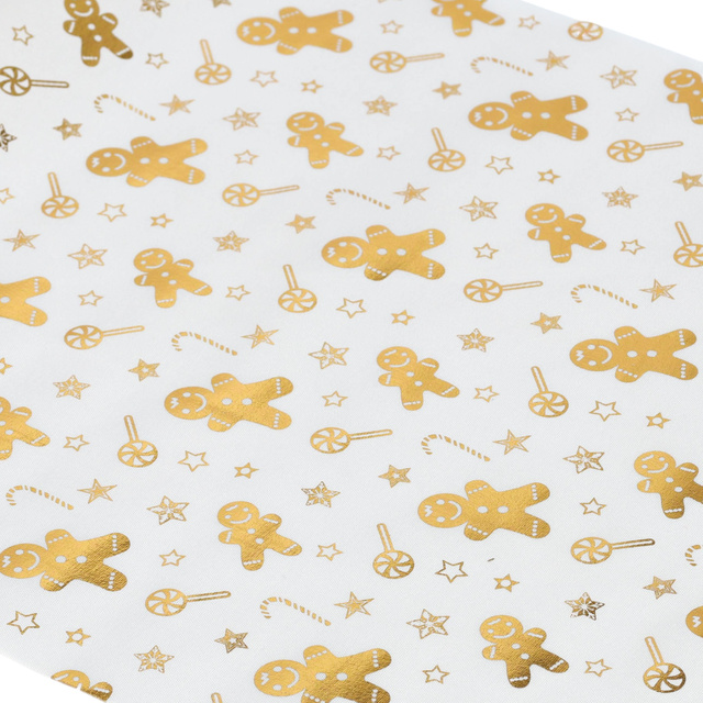 Traversa de masa cu model turta dulce aurie, 28 x 300 cm