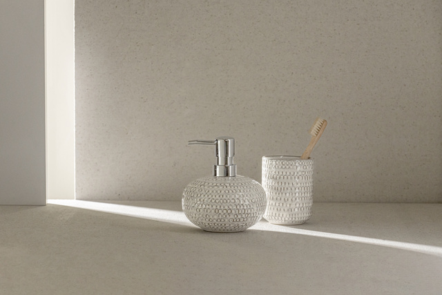 Pahar din ceramica pentru periute de dinti, Crema Pergole, WENKO