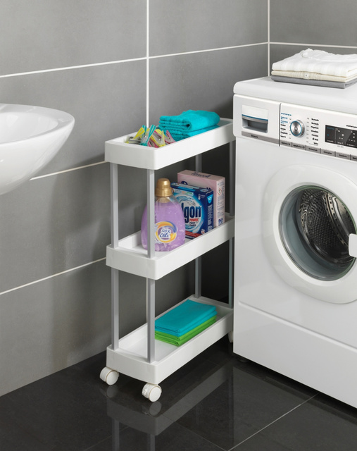 Polita etajera multifunctionala cu roti 3 rafturi MINO, Alb, WENKO