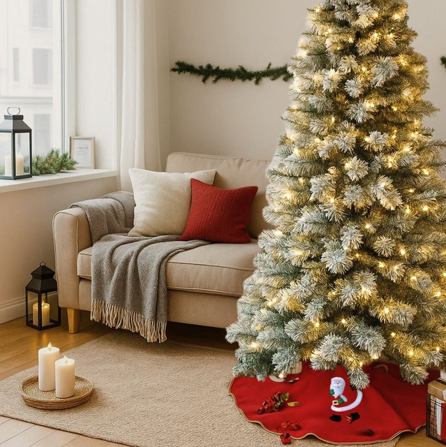 Covoras decorativ pentru brad cu motiv de Mos Craciun