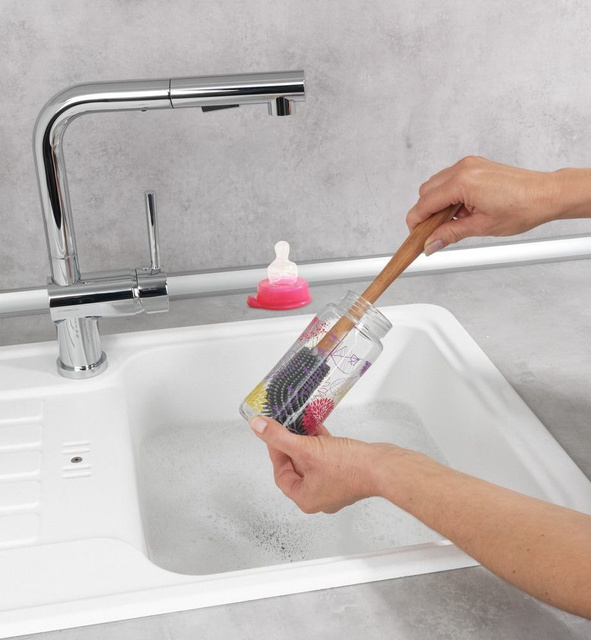 Perie de spălat vase, silicon, gri, Wenko