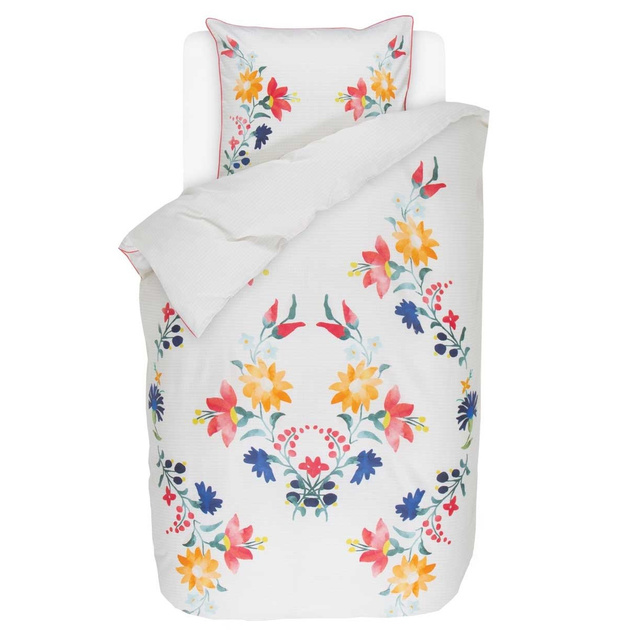 Lenjerie decorativă din satin de bumbac cu flori, 140 x 220 cm, Esprit