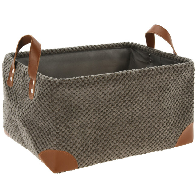 Cos pentru depozitare cu manere, catifea, 36 x 26 x 19 cm