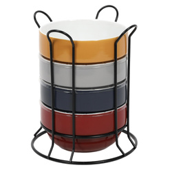 Boluri pentru mic dejun pe suport metalic, 500 ml, 4 bucăți incluse