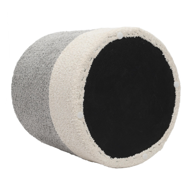 Puf rotund tapițat în două culori boucle, Ø 35 x 34 cm