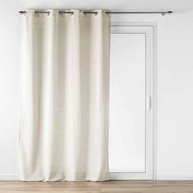 Perdea bej cu inele și efect de in, LUOLINE, 140 x 240 cm