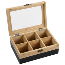Cutie de ceai din bambus cu 6 compartimente, 21 x 15 x 8 cm