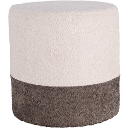 Puf rotund tapițat în două culori boucle, Ø 35 x 34 cm