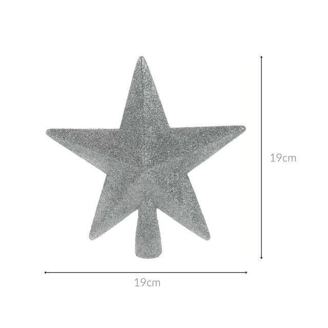 Vârf de brad stea cu sclipici, 19 cm