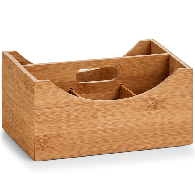 Un recipient din bambus cu maner, un organizator al obiectelor, o cutie estetica.