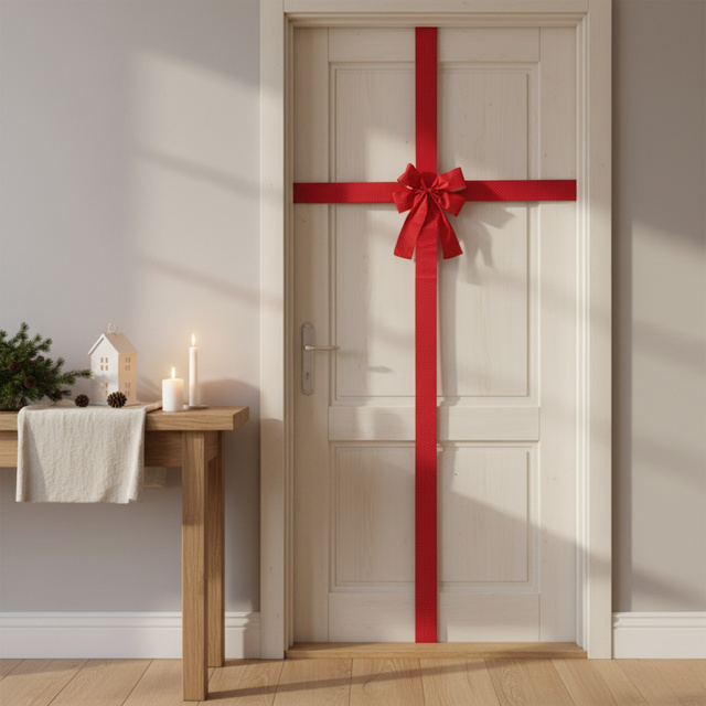 Decorațiune de Crăciun pentru ușă, fundă, 33 x 42 cm