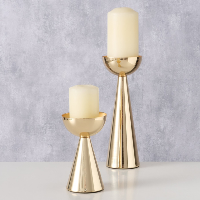 Set 2 sfeșnice din metal Luena, auriu