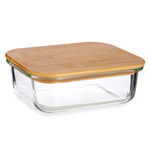 Recipient din sticlă pentru alimente cu capac din bambus etans