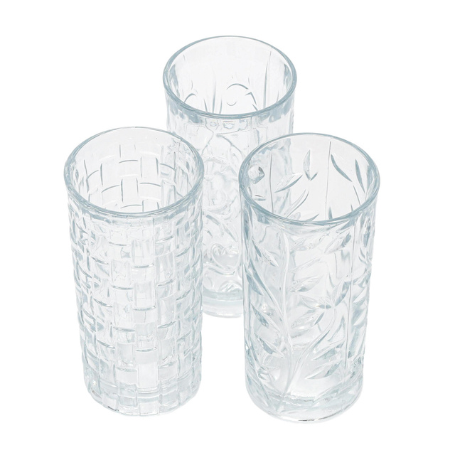 Set 3 pahare cu model, 380 ml