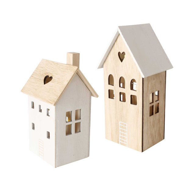Decor lemn cu iluminat, 2 case, ALDEA