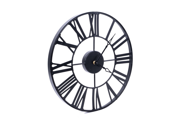 Ceas de perete cu cifre romane, Ø 37 cm, culoare neagră
