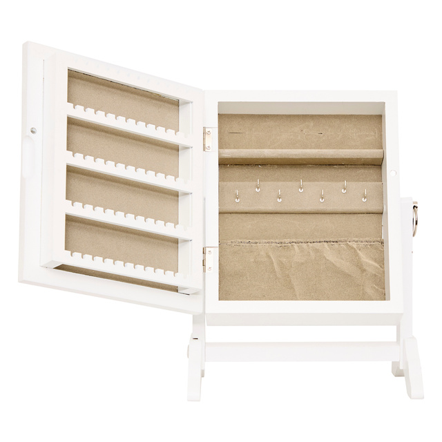 Oglindă cosmetică cu compartiment pentru bijuterii CHERI, 29 x 22 x 15 cm, albă