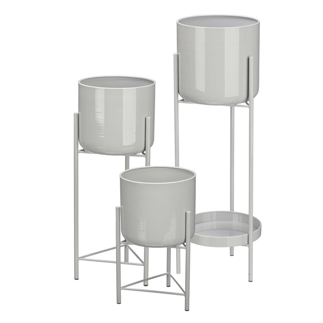 Set de ghivece de diferite dimensiuni, metal, 3 buc.