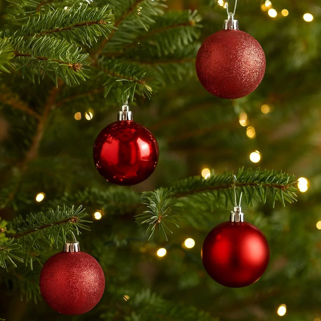 Set globuri din plastic cu diferite finisaje, Ø 7 cm, 8 buc.