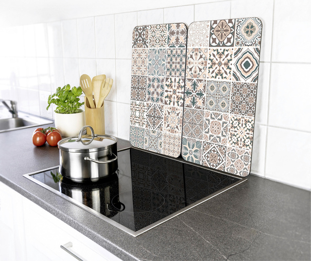 Plăci de sticlă pentru aragaz cu mozaic, 2 bucăți, WENKO, plăci