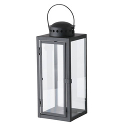 Felinar din sticla Ferro, 33 x 12 cm, rama metalica