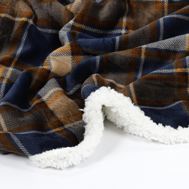 Pătură în carouri, 200 x 150 cm, albastră