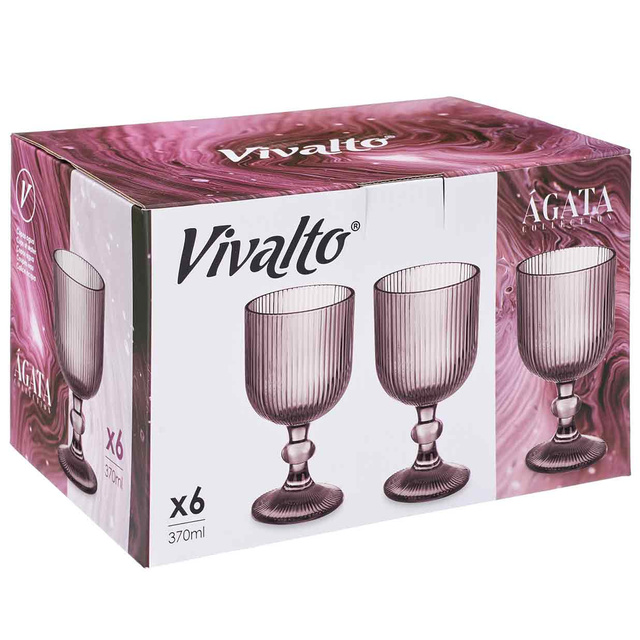 Set pahare de vin LINES din sticla canelata, 6 bucati, 260 ml