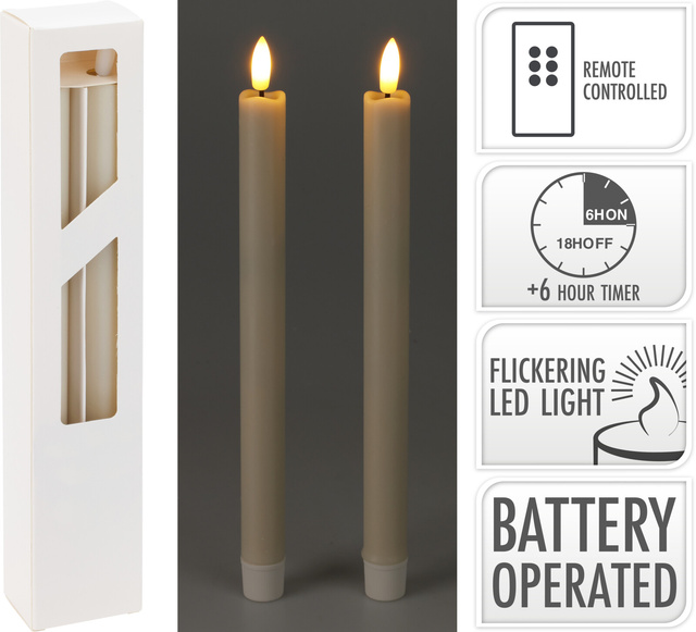 Lumânări de masă din ceară cu LED, 25 cm