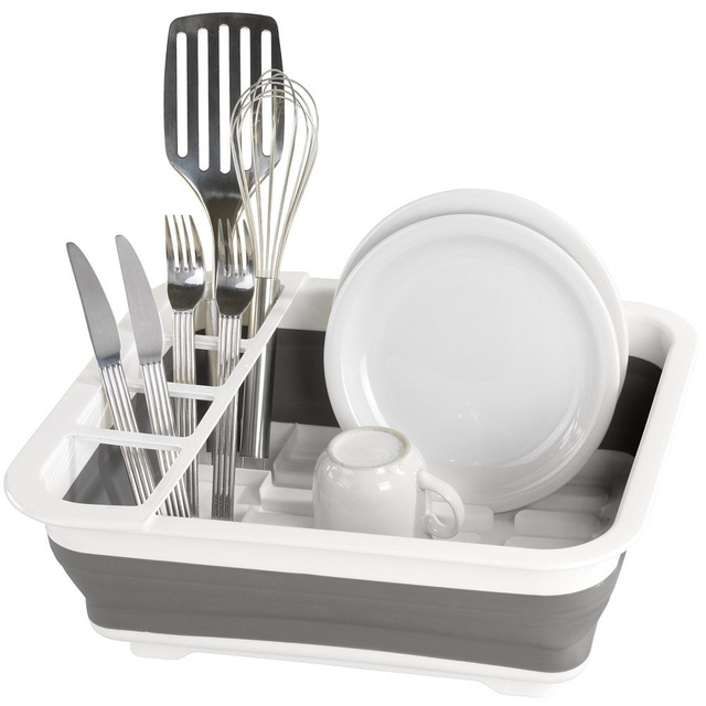 Uscător de vase pliabil, suport pentru vase, pliabil, WENKO, gri