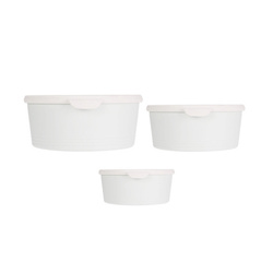 Containere pentru alimente rotunde din plastic, 3 bucăți de dimensiuni diferite.