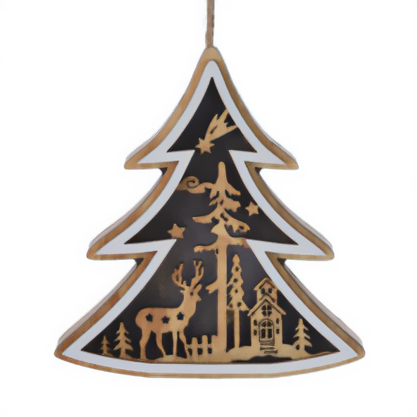 Decorațiune de Crăciun din lemn pentru suspendare, 12 cm