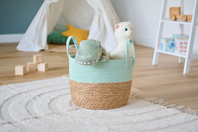 Cos de depozitare tesut, bumbac + zambila de apa