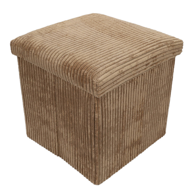 Taburet din velur-cord cu spațiu de depozitare TOBO, 38 x 38 x 38 cm