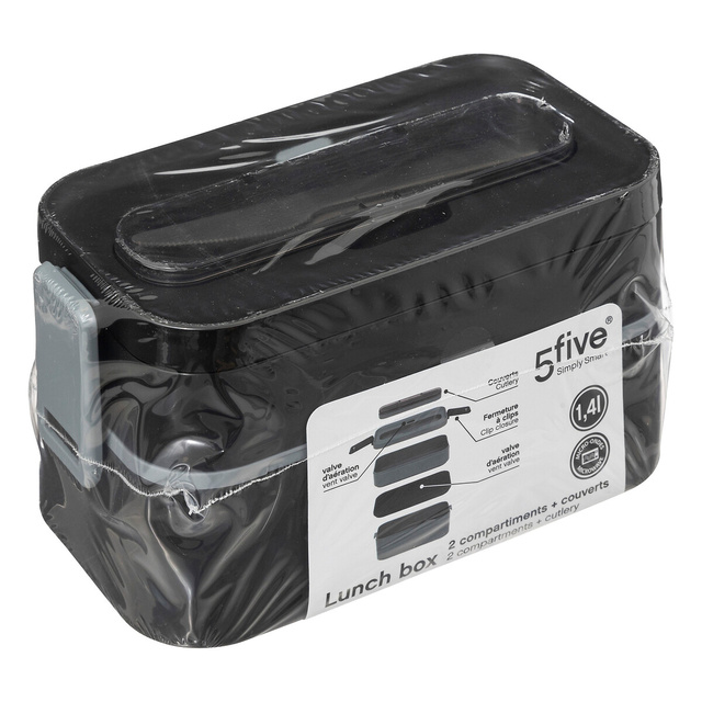 Cutie de pranz, 2 compartimente + tacamuri, 1,4 l